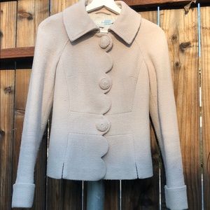 Boden Alice Scalloped coat, cream/light pink